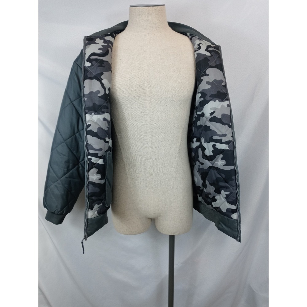 Route 66 Reversible Quilted Bomber Jacket Mens‎ L Urban Camo Gray Y2K Puffer